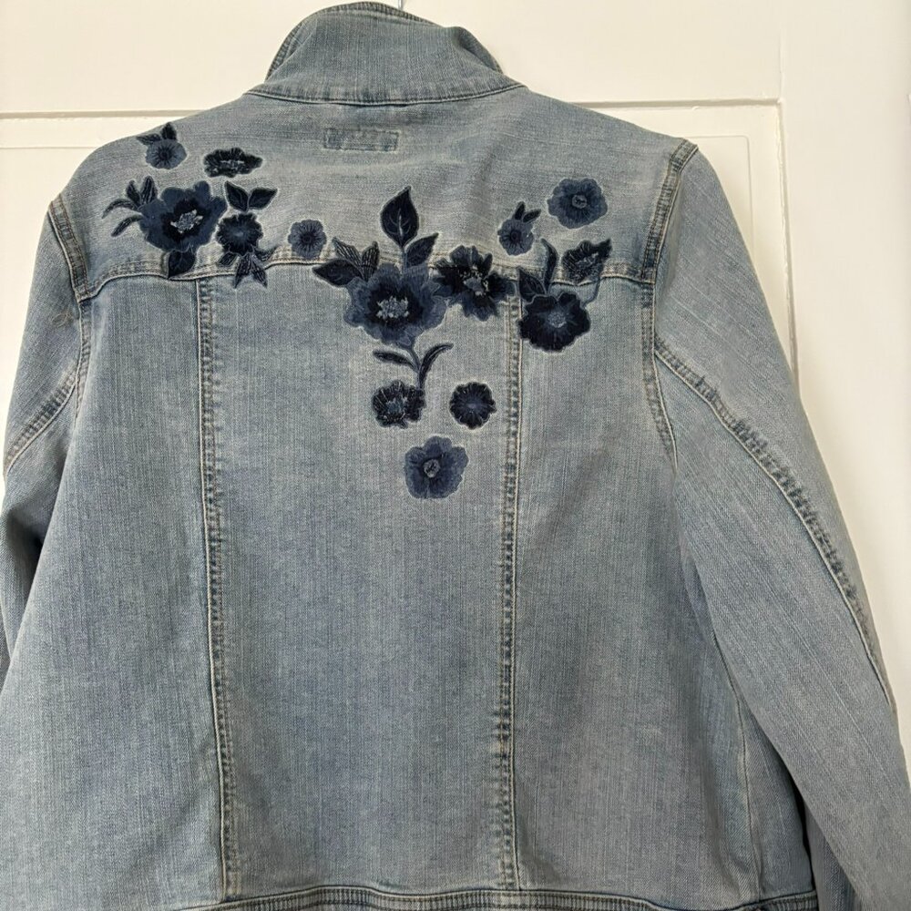 Jeans Jacket with Embroided Flowers